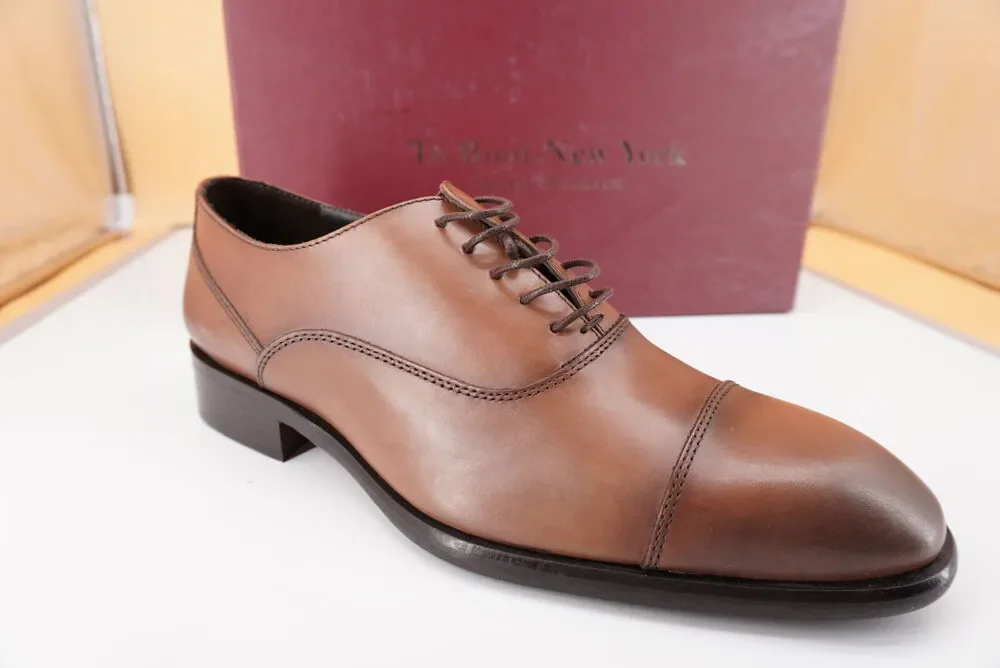 To Boot New York Firenza Men's Brown Leather Cap Toe Oxfords SZ 8 D $395 lace